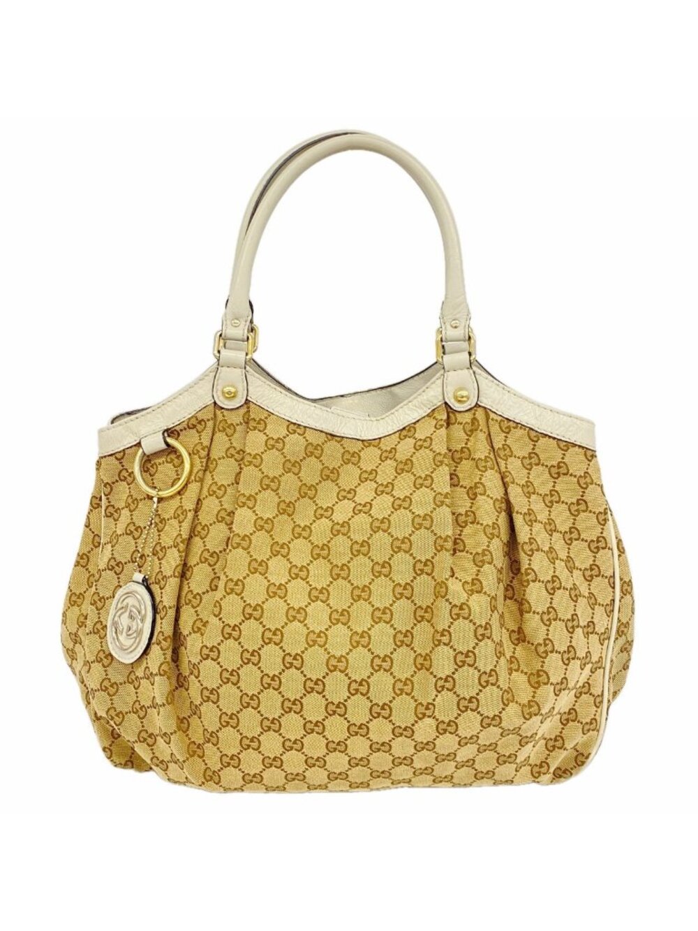 Gucci Tote GG Canvas Sukey Beige Gold